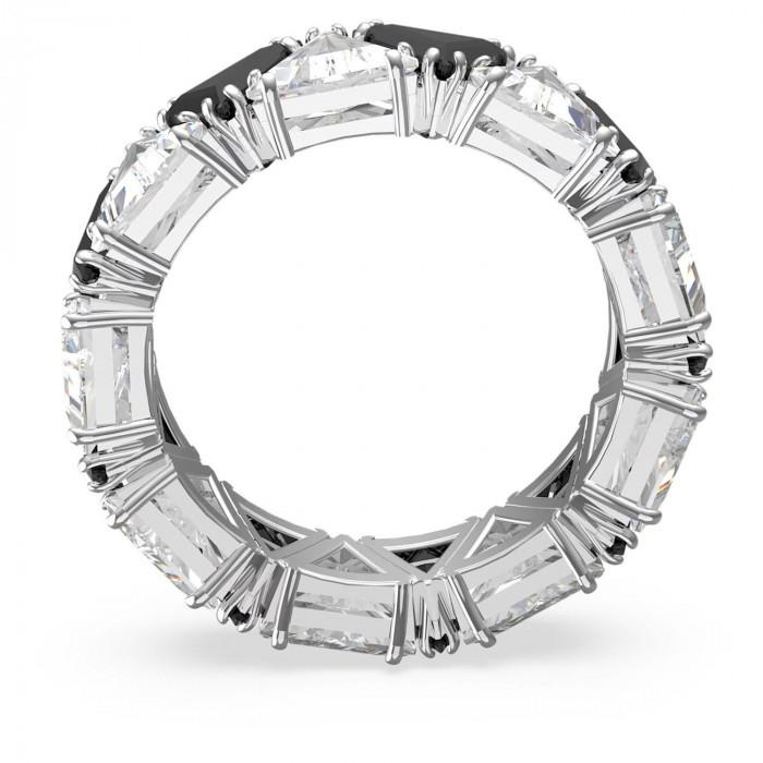 Ortyx cocktail ring Triangle cut, Black, Rhodium plated
